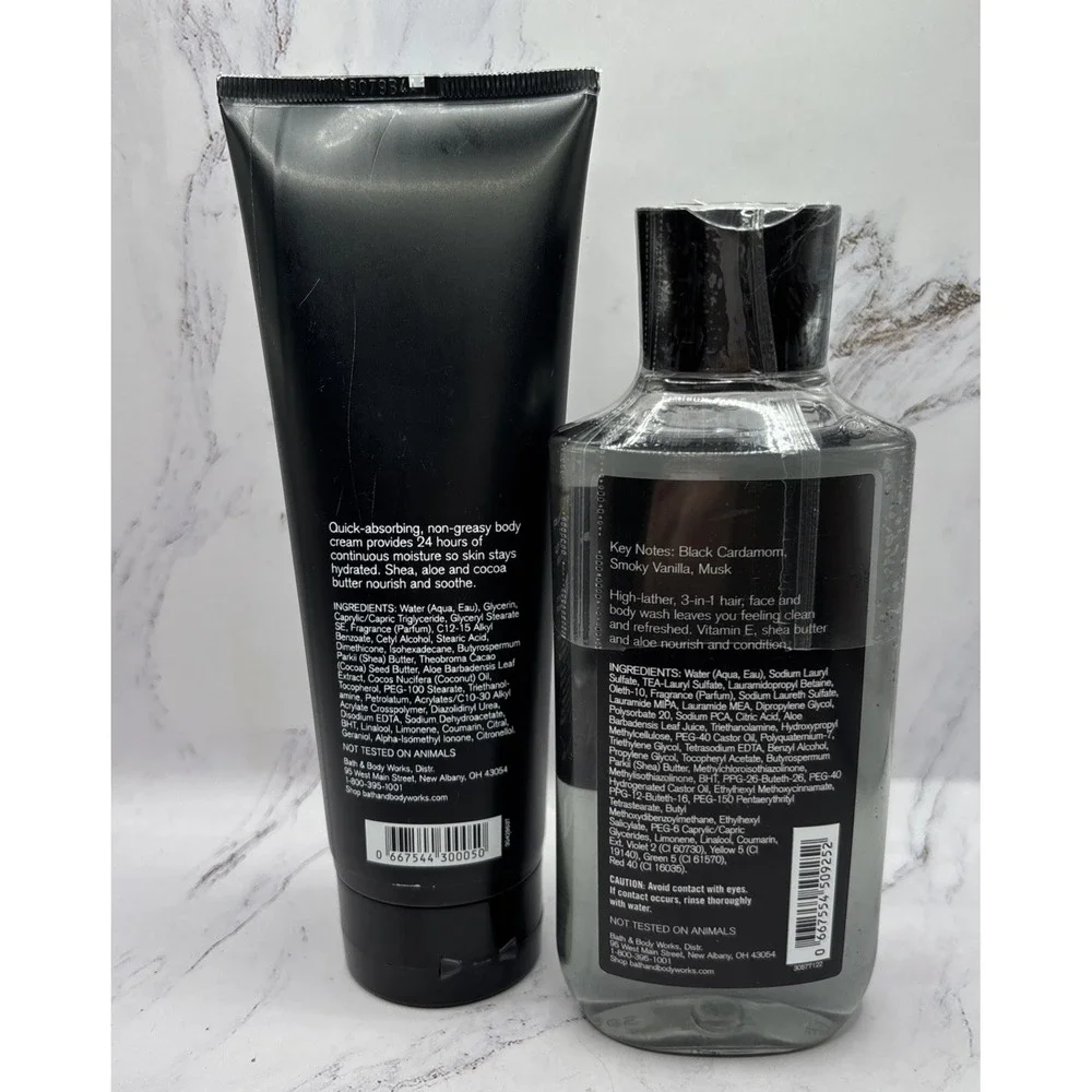 Bath & Body Works Men's Noir Body Cream & 3-in-1 Hair Face Body Wash Set